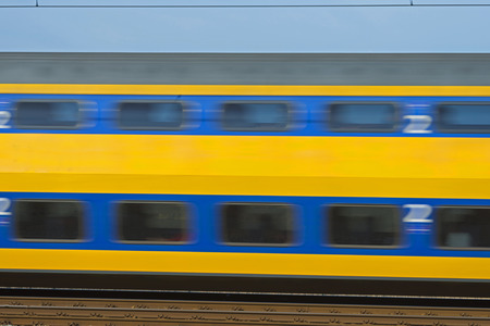 Electric passenger train moves at high speed