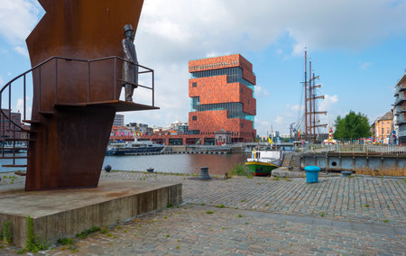 Port of Antwerp in sunlight in summerのeditorial素材