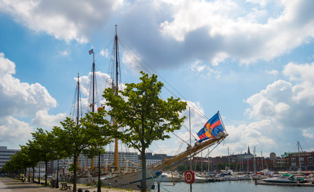 Port of Antwerp in sunlight in summerのeditorial素材