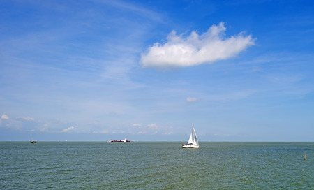 Sailboat on a lake in summerの写真素材