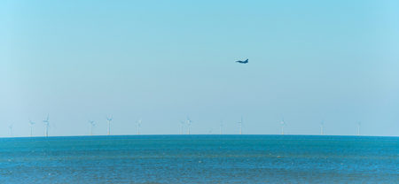 Military aircraft flying over the North Sea
