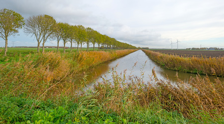Canal through a rural landscape in autumn