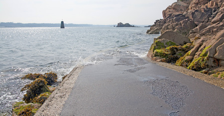 Beach at low tide in summerの写真素材