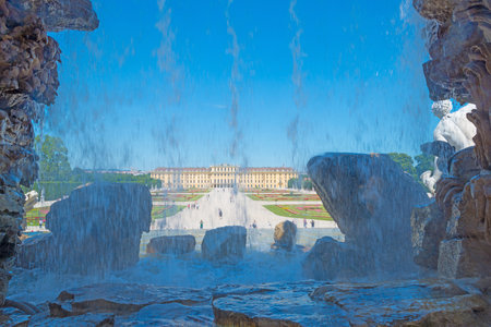 Fountain in sunlight in springのeditorial素材