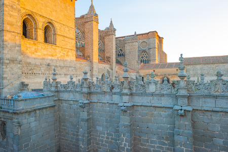 Detail of the medieval cathedral of Salamancaの写真素材