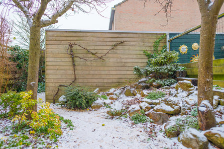 Snow in a rock gardenのeditorial素材