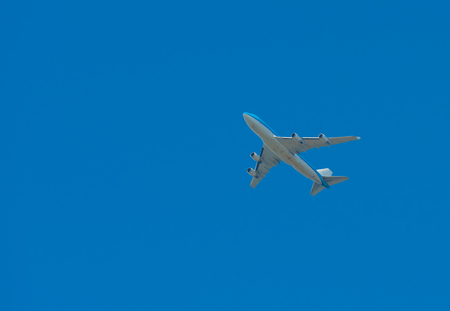 Aircraft flying in a blue sky