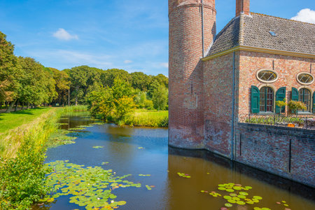 Landscape with a castle in sunlight in summerのeditorial素材