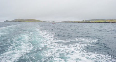 Panorama of the coast of an irish island at the atlantic ocean in summerの写真素材