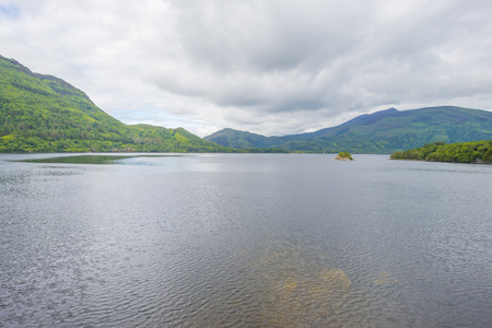 Panorama of a lake and a lake in a national park in summer