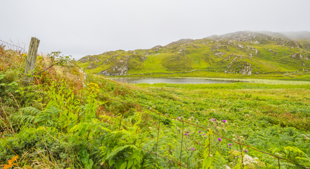 Lake in the mountains of an irish island in summerの写真素材