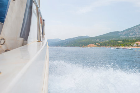 Rocky coast of the island of Sardinia in the Mediterranean Sea viewed from a boatのeditorial素材