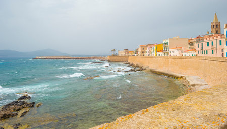 Rocky coast of the island of Sardinia in the Mediterranean Sea in sunlight in springのeditorial素材