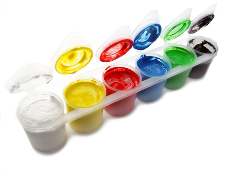 set of Primary Colours paintsの写真素材