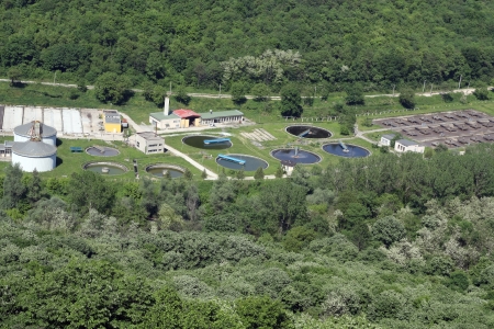 Sewage Treatment plant in freen forestのeditorial素材