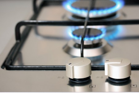 natural gas power supply, focus on control knobの写真素材