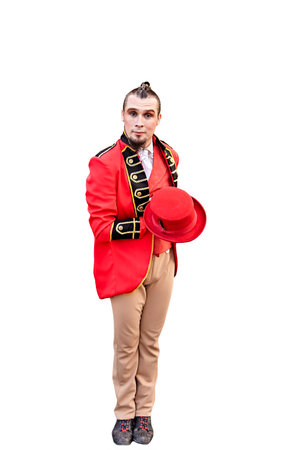 Male juggler with hat on isolated background