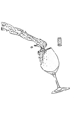 wine pouring into glass, cork flyingのイラスト素材
