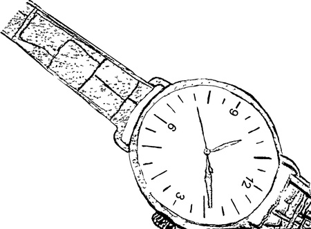 wrist watch with leather bandのイラスト素材