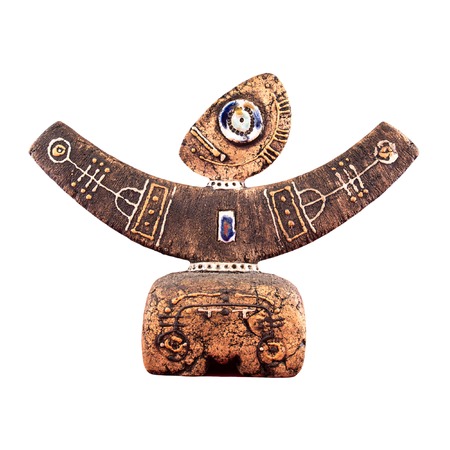 stone sculpture idol, totem isolatedの写真素材