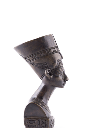 Bust of Queen Nefertiti isolated on white backgroundの写真素材