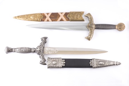 Roman military daggers on white background, isolatedの写真素材