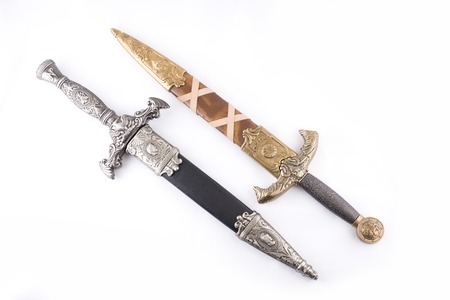 Roman military daggers on white background, isolatedの写真素材