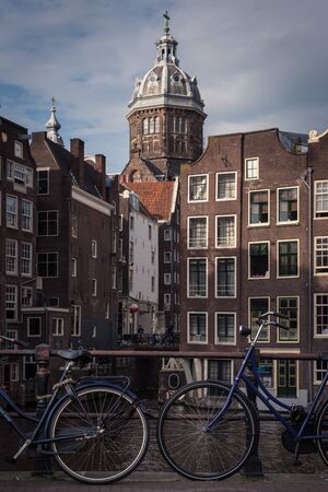 Bikes in the fence of an Amsterdam's Canals, Netherlands