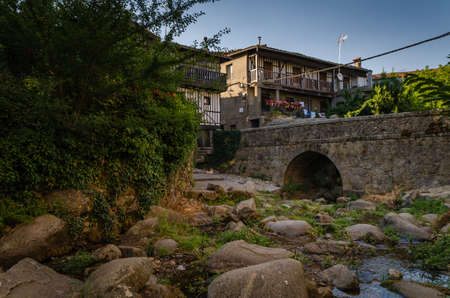 A small stream crosses the medieval village of La Alberca, Salamanca, Spainの写真素材