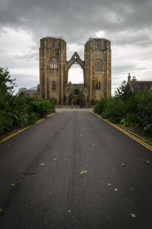 Facade of Elgin Cathedral, Moray, Scotland, United Kingdomの写真素材