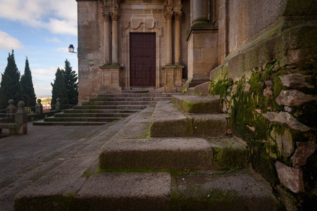 Entry staircase of the church of Saint Francisco Javier, CÃ¡ceres, Extremadura, Spainの写真素材