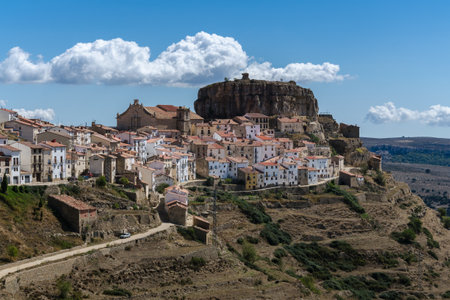 City landscape of the medieval village of Ares del Maestre, Castellon, Spainの写真素材