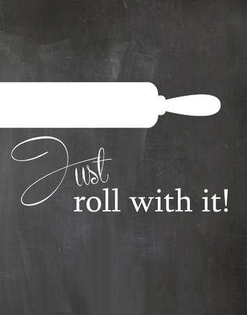 Rolling Pin on Kitchen Chalkboard の写真素材