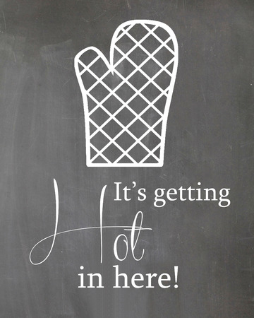 Chalkboard Kitchen Oven Mitt It\'s getting Hot in Hereの写真素材