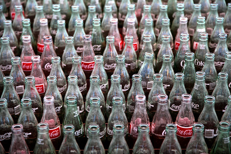 Crate of Glass Coke Cola Soda Pop Vintage Bottlesのeditorial素材