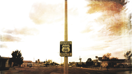 Vintage Route Rt 66 street signのeditorial素材