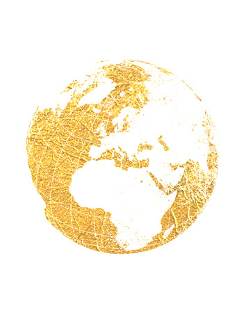 Gold Foil World Map Globeの写真素材