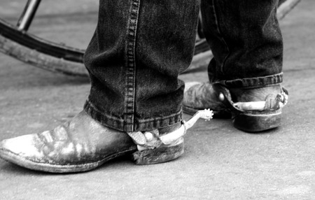 Cowboy Boots with Silver Spurs Old and Dirty