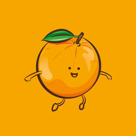 Vector orange cartoon illustration with orange backgroundのイラスト素材