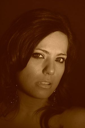 Unhappiness in sepia 02の写真素材