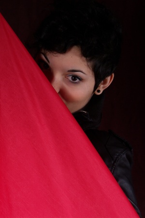 Behind a red cloth 47の写真素材