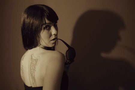 Girl in sepia 2の写真素材