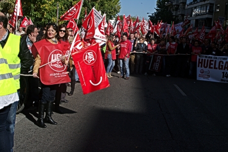 Seville, Spain, 14 November 2012.-  Protesters at the demonstration in the General strike 33のeditorial素材