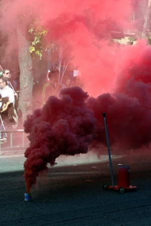 Seville, Spain, 14 November 2012.- A smoke pot at the demonstration in the General strike 31