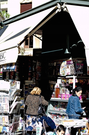 Seville, Spain - 2nd February 2013 - Urban Life. Stationery kioskのeditorial素材