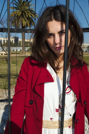 In a red coat 82の写真素材