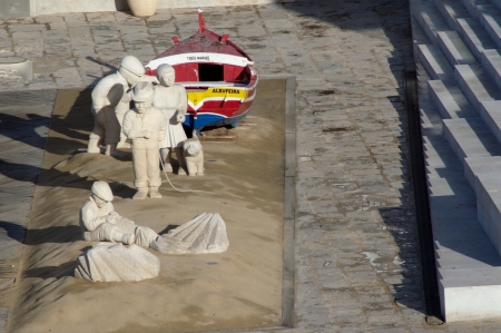 Albufeira (Portugal) 18th May 2013: Street photo: Group of sand sculptures with boat 16のeditorial素材
