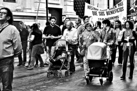 Seville (Spain) 1st June 2013: Demonstration against the government. Participants 50のeditorial素材