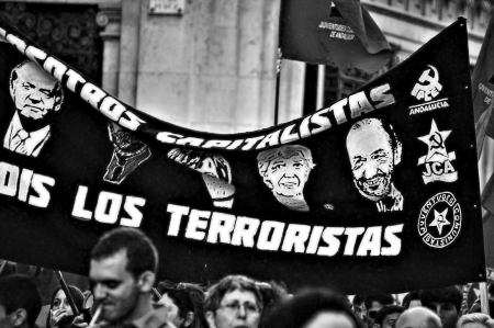 Seville (Spain) 1st June 2013: Demonstration against the government. Politicians are terrorists 47のeditorial素材