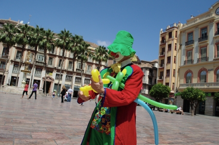 Malaga (Spain) 28th June 2013: Street photography. Clown with balloonsのeditorial素材